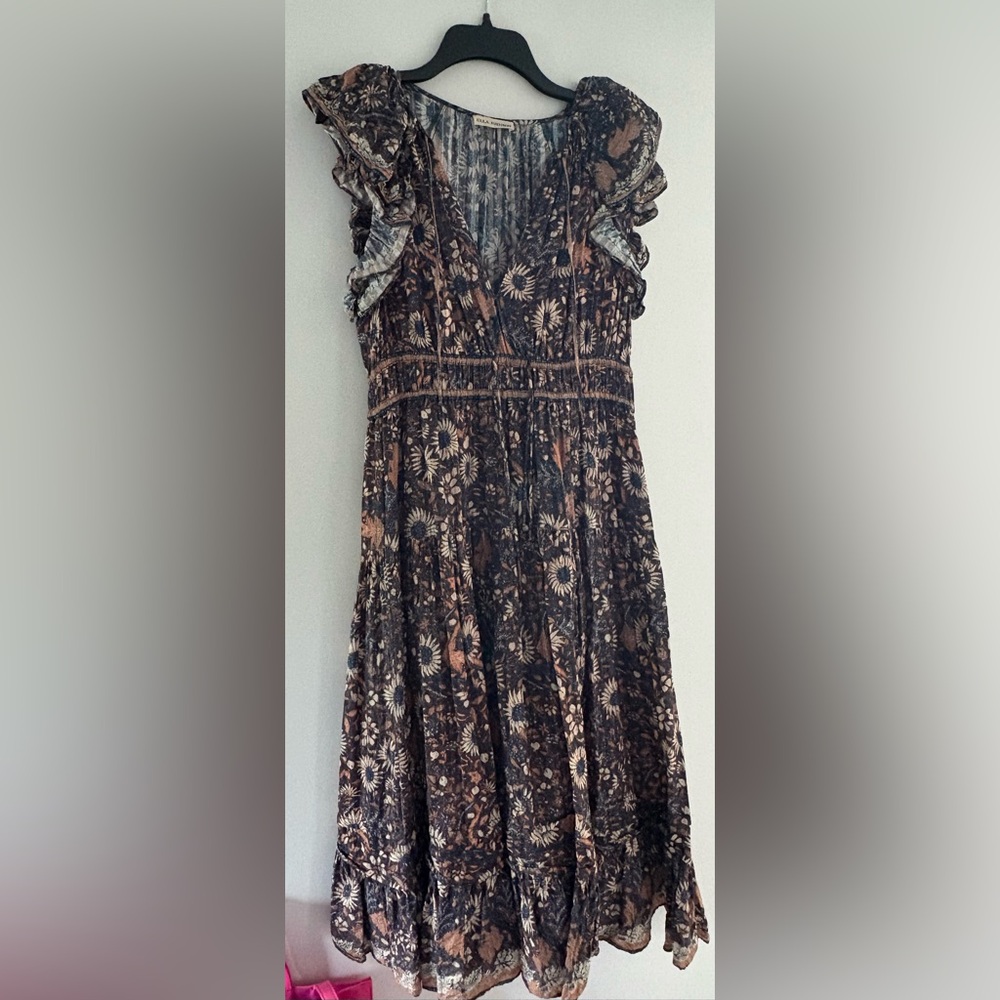 Ulla Johnson Black Floral Midi Dress - Picture 7 of 9